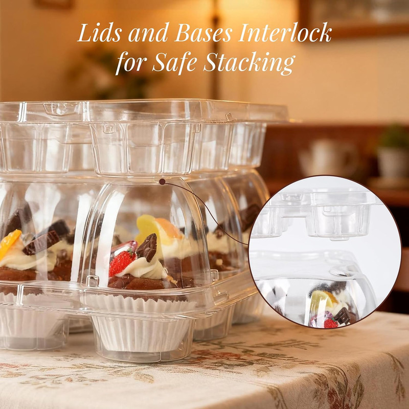 12 Count Mini Cupcake Containers 20 Sets with 240 Pack Cupcakes Liners, Plastic gallery