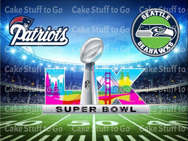 Super Bowl 60 New England Patriots VS Seattle Seahawks Edible Cake Topper