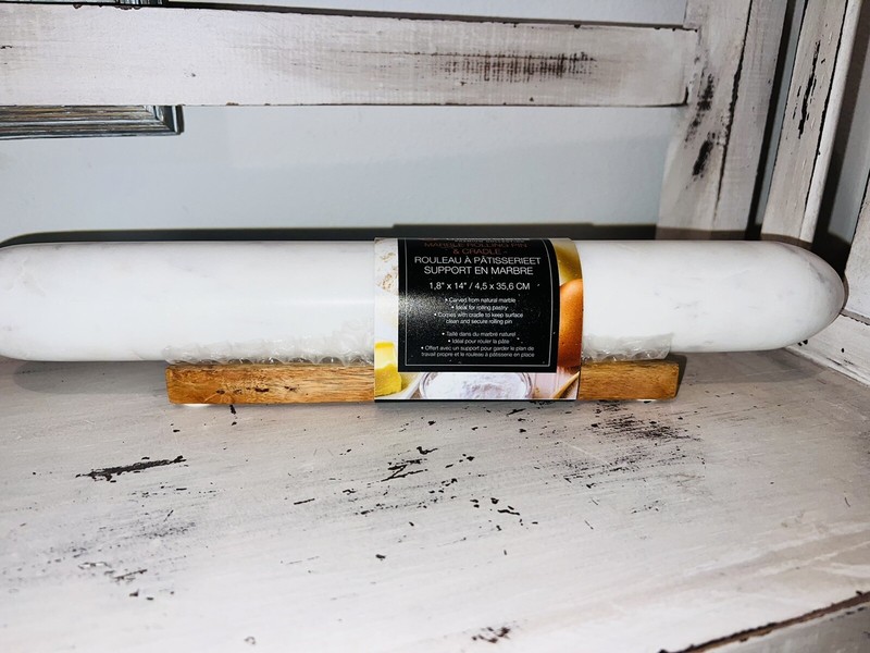 Masterclass White & Gray Marble Rolling Pin & Cradle 14” Premium Collection NEW