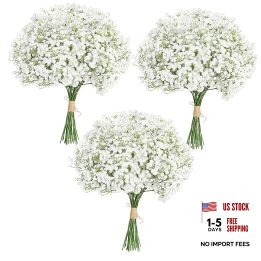 30 PCS Baby’s Breath Artificial Flowers – White Small Babys Breath Flowers –
