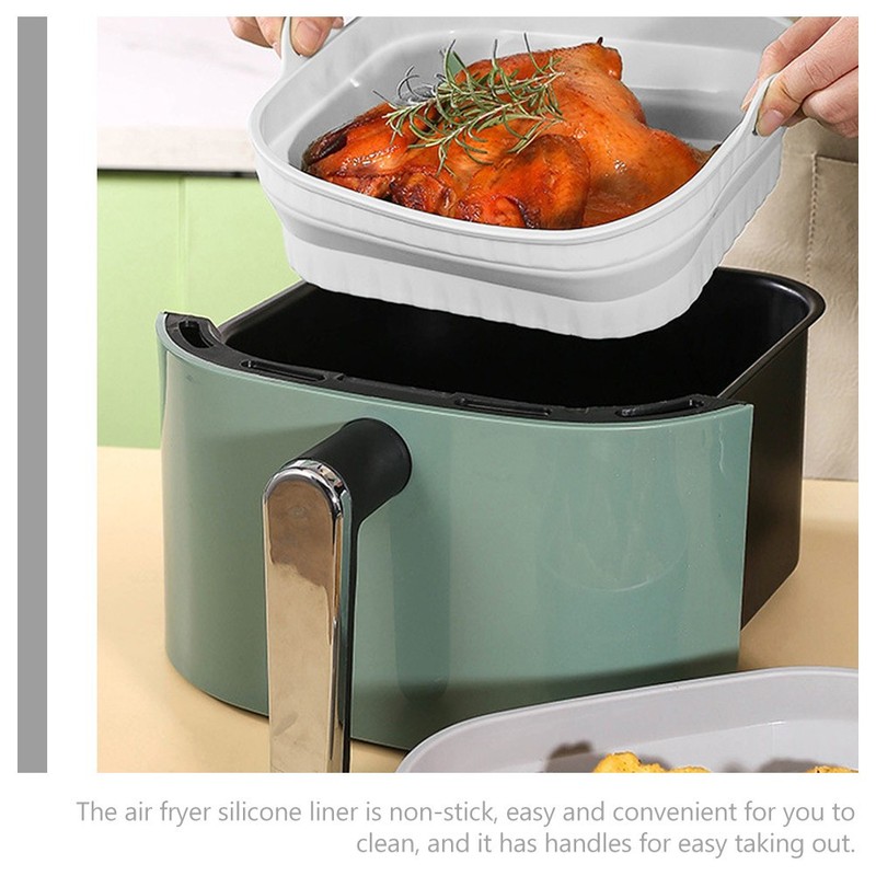 Silicone Air Fryer Baking Liner Non Stick Reusable Pad with Double Handles gallery
