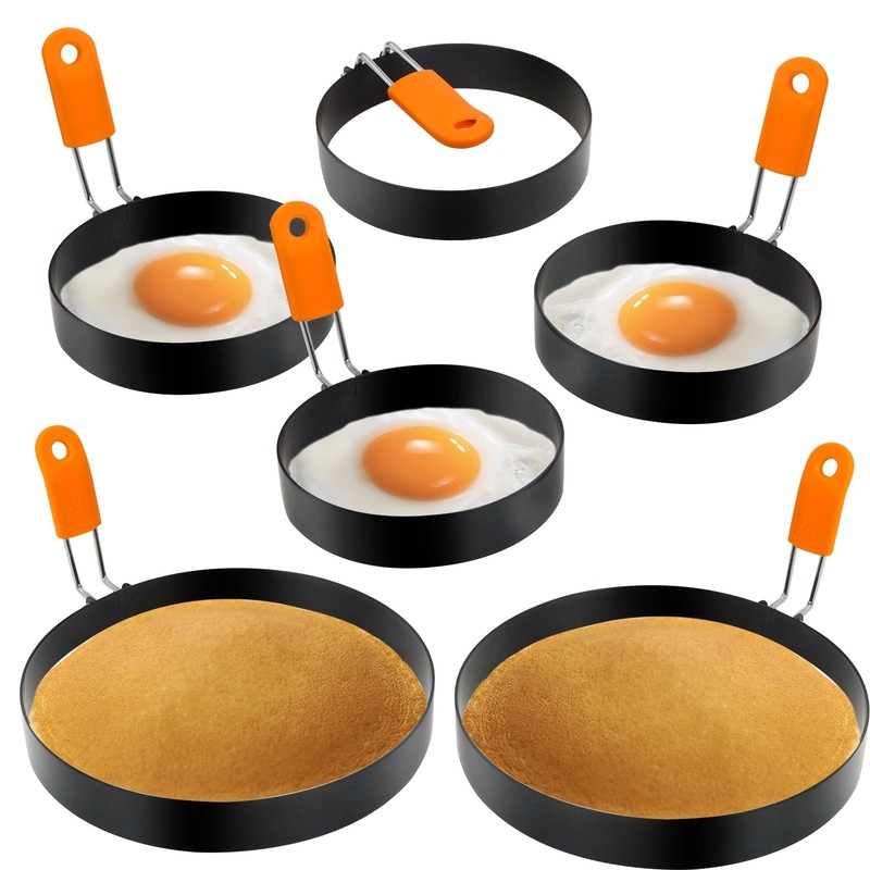Egg Ring Pancake Ring Set 6 Pcs Stainless Steel Fried Egg Circles Pancake Sha…
