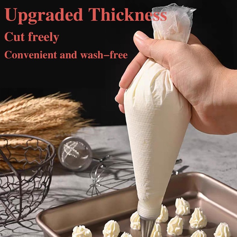 24 Inch Extra Large Piping Bags, 200 PCS Clear Disposable Icing bags, Thicken... gallery