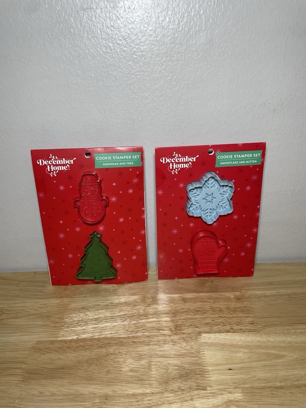 Lot Of (2) 2 Packs December Home Cookie Stamper Sets Brand New Christmas Holiday