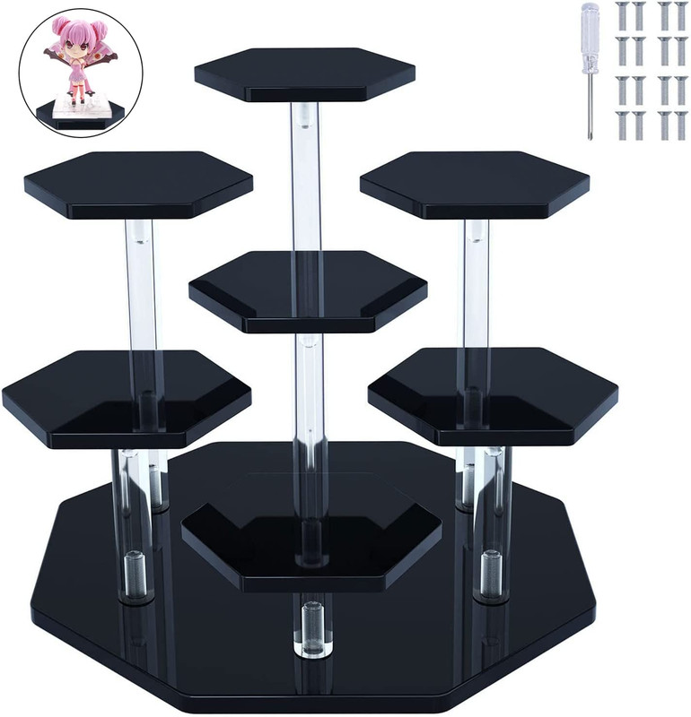 Acrylic Risers Display Stand, 7-Tier Acrylic Stand for Pop Figure, Clear Acrylic