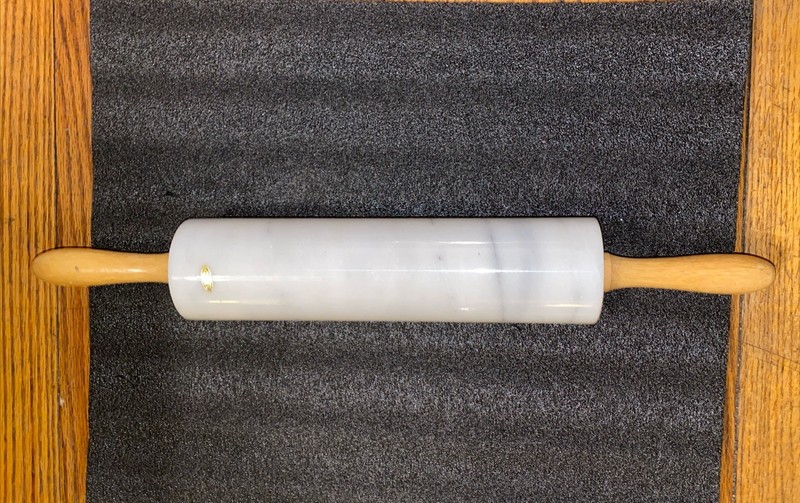 Polished White Marble Rolling Pin 5 lbs with Wooden Handles 10-Inch Barrel gallery