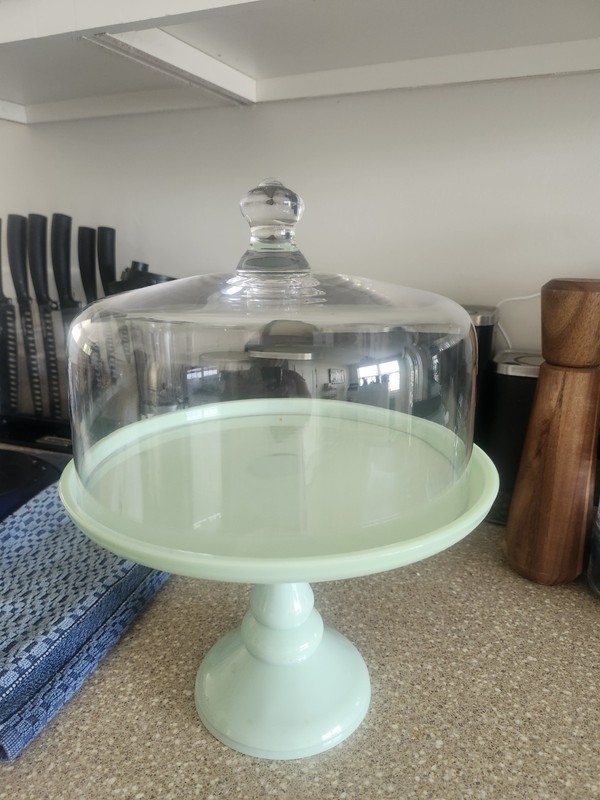 Martha Stewart 10 Inch Jadeite Cake Stand With Glass Dome gallery