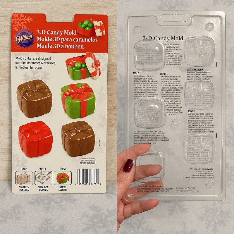 Wilton 3-D Gift Box Candy Mold Christmas Chocolate Box Mold 2 Designs NIP New