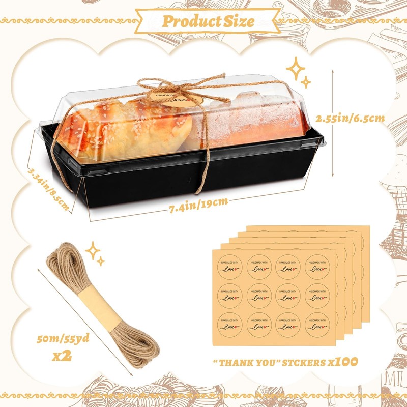 100 Pcs Black Charcuterie Boxes with Clear Lids Cookie Boxes Disposable Cake ... gallery
