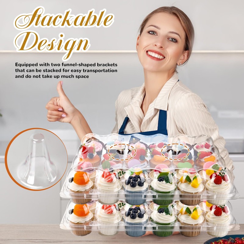 NPLUX 24 Count Cupcake Containers 10 Pack Cupcake Holders with Detachable Tal... gallery