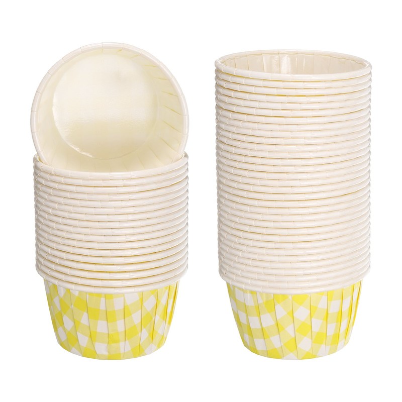 Mini Cupcake Liners, 50Pcs Cupcake Muffins Liners Holders(Yellow and White)
