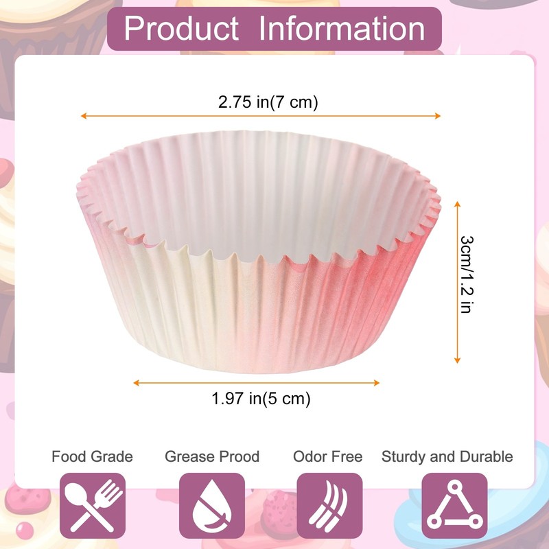 100 Count Cupcake Liners Cupcake Cups Standard Size, Pink Yellow Gradient gallery