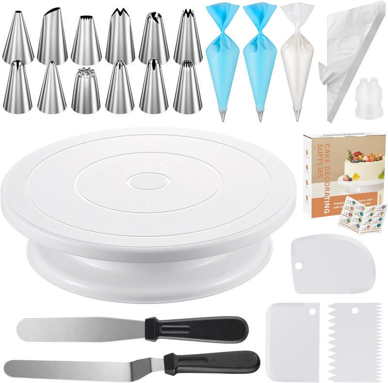 71Pcs Cake Decorating Kit, Baking Supplies Tools – Includes Cake Stand Turntable
