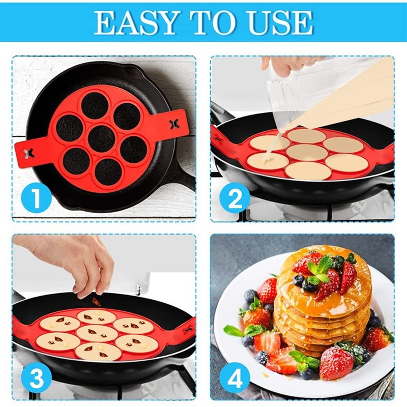 Nonstick Pancake Molds Ring Silicone Fried Egg Mould Reusable Pancake Maker E... gallery