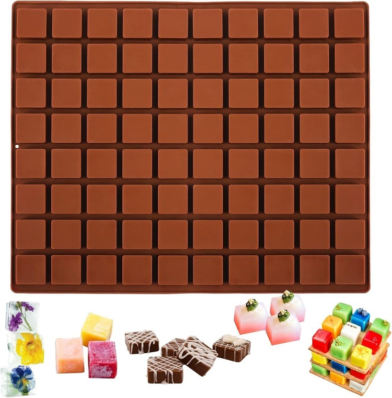 Square Chocolate Mold, 80 Cavities Silicone Molds for Chocolate, Caramel, Pralin