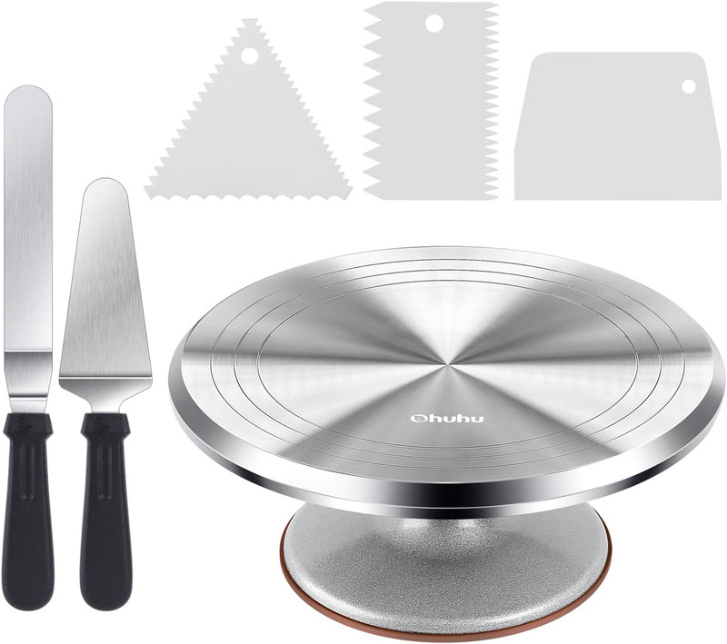 Cake Turntable, Aluminium 12” Cake Decorating Kit Supplies Rotating Stand Revo