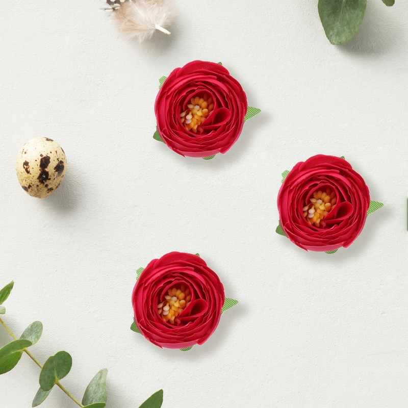 30pcs Artificial Camellia Flower Heads,1.2" Silk Fake camellia Heads, Rose Red gallery