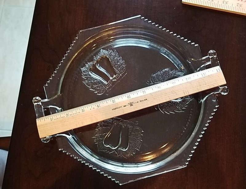 Double Baltimore Pear, Clear 12 Inch Cake Plate With Handles, Jeanette Glass gallery