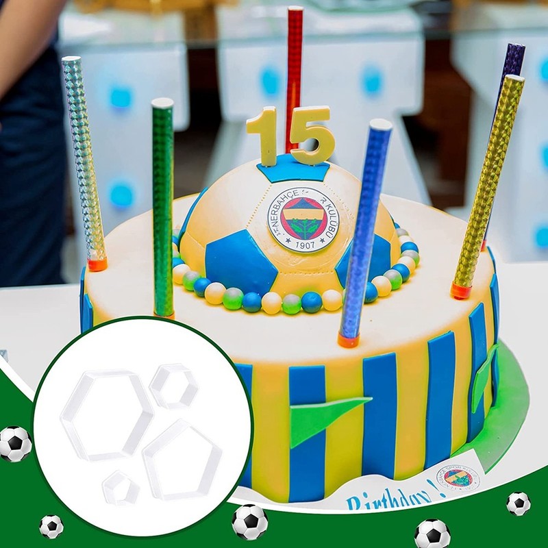 Football Pattern Cookie Cutters Football Cake Fondant Hexagon for Kitchen8790 gallery