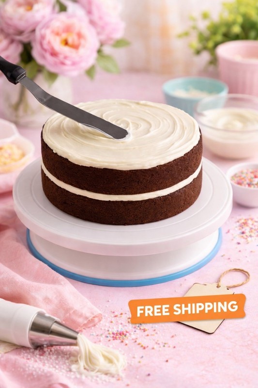 11” Revolving Plastic Cake Turntable Stand with Non-Slip Base for Decorating