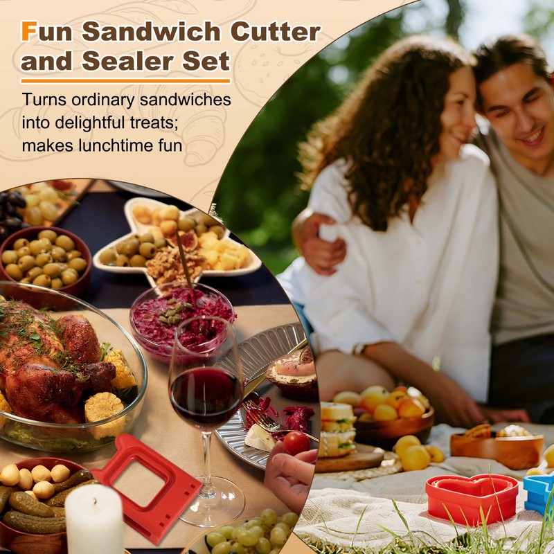 2 Pack Crustless Sandwich Cutter, Round/Square Apple(Red) gallery