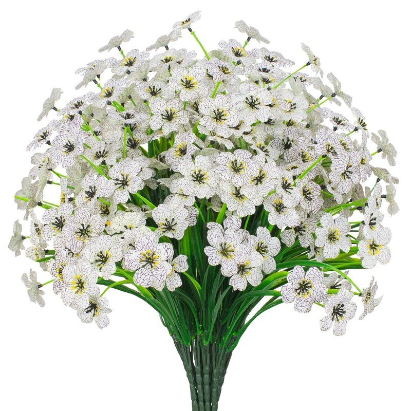 Tyiswy 21 Bundles Outdoor Artificial Flowers Uv Resistant Fake Silk Flowers No