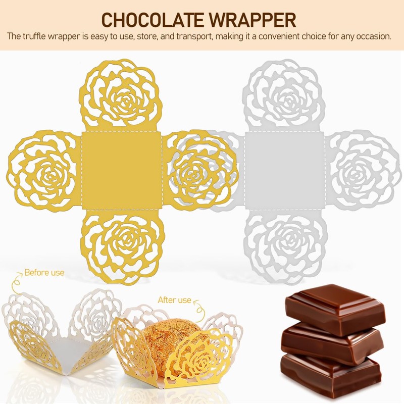 100 PCS Truffle Wrapper Liners Paper Mini Cupcake Chocolate Candy Tray gallery