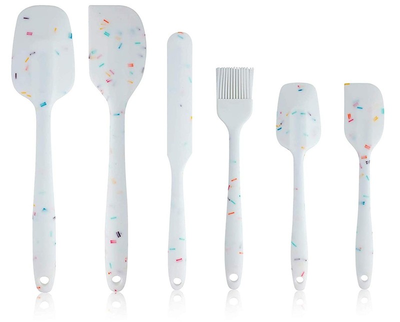 Heat Resistant Silicone Spatulas Set 6pcs, Seamless Design Non-Stick Mixing S…