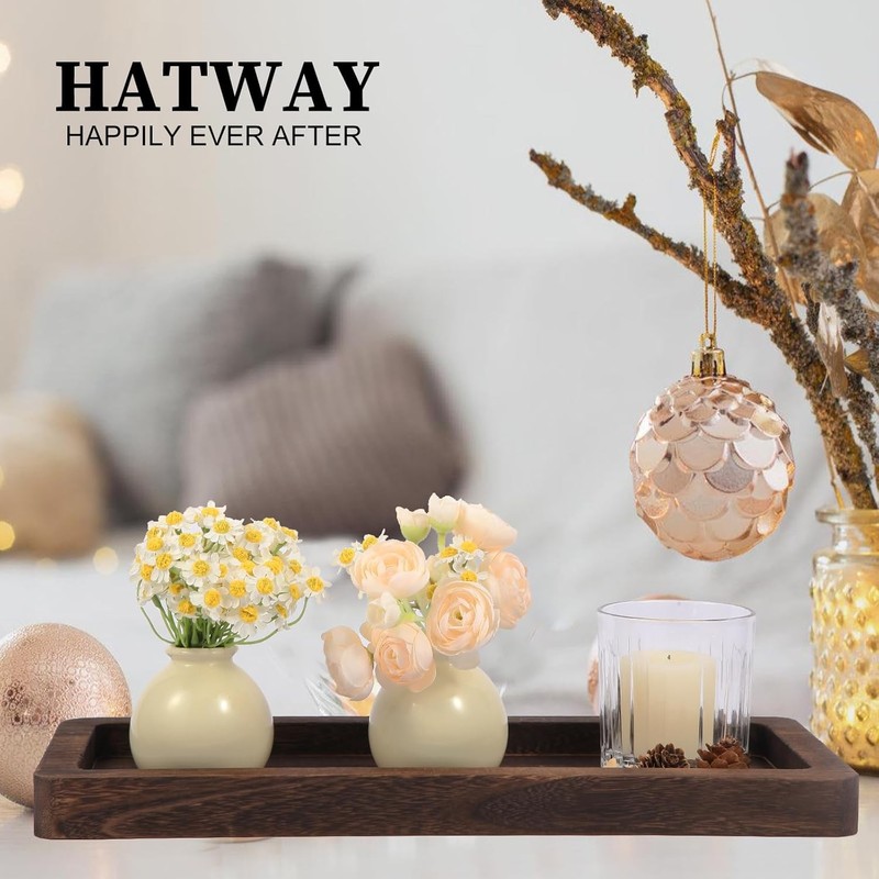 Wooden Decorative Tray Candle Holder Long Wood Home Brown--rectangular gallery