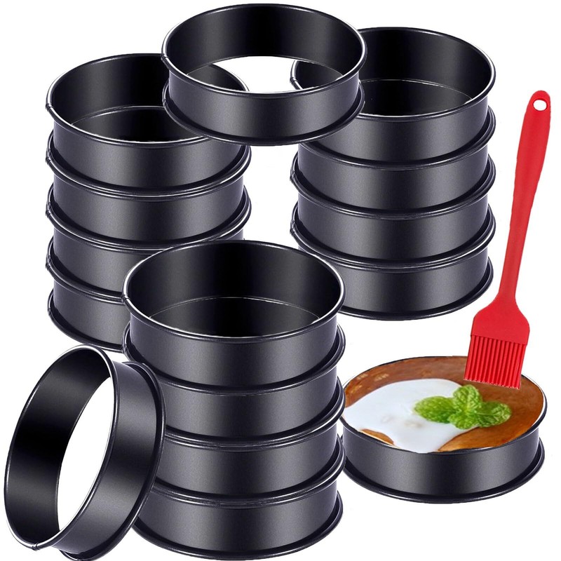 16 Pack English Muffin Rings Crumpet Rings Stainless Steel Tart Rings for Baking