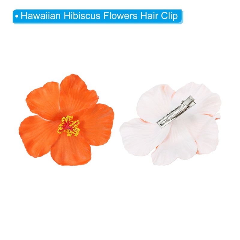 16Pcs Hawaiian Hibiscus Flowers Foam Artificial Flowers Hair Clip Orange gallery