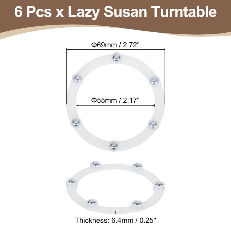 6Pcs 3 Inch Rotating Swivel Stand with Steel Ball Bearings, White, 6 Balls gallery