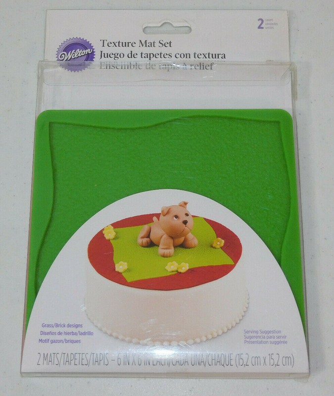 NEW Wilton Silicone Texture Mats GRASS BRICK DESIGN Fondant Gum Paste Dough Cake