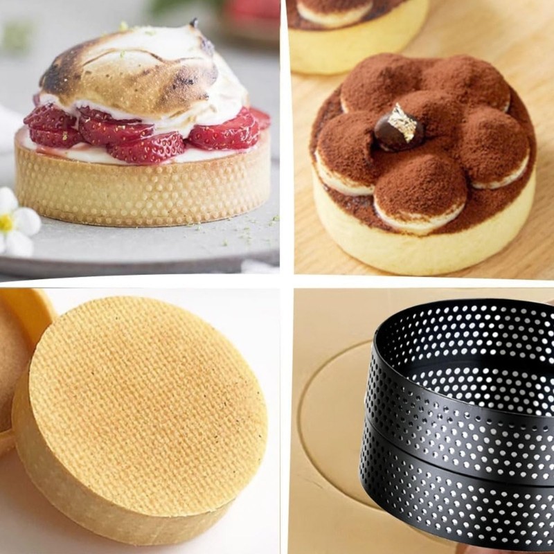 8PCS Stainless Steel Baking Rings with Holes 10cm Dessert Mold for Home Kitchen gallery