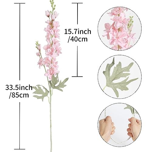 8PCS Delphinium Artificial Flowers 33.5in Long Stem Larkspur Fake Silk Pink gallery