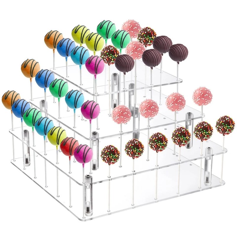 3 Tier Acrylic Cake Pop Display Stand, 56 Holes Clear Acrylic Lollipop Holder…