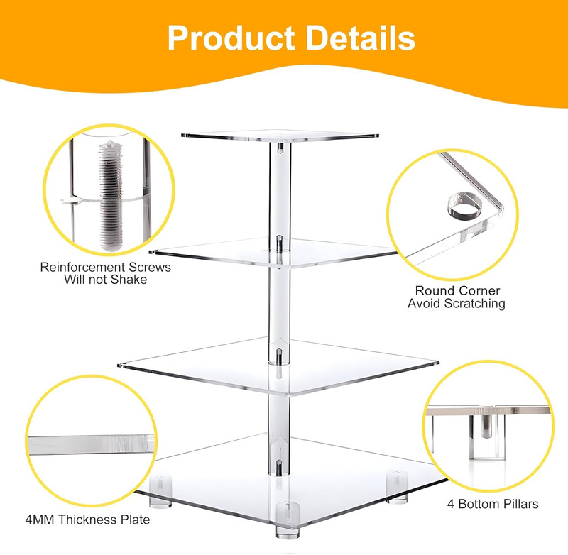 Yestbuy Cupcake Stand with Yellow Led Lights, 4 Tier Cupcake Stand for 50 Cupcak gallery