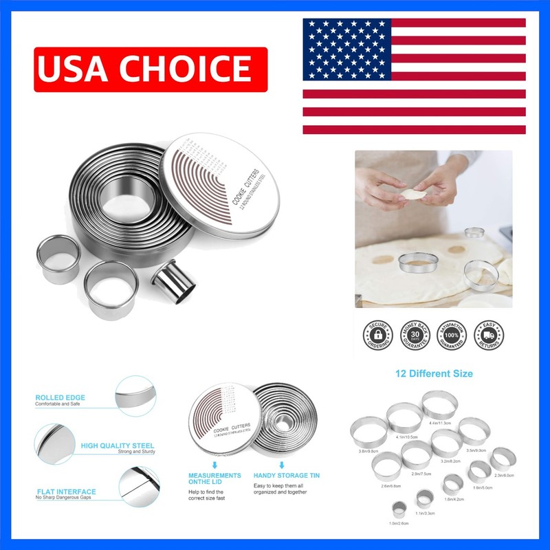 12 Pcs Donut Hole Cookie Biscuit Cutter Set for Baking, Graduated Doughnut Ro…
