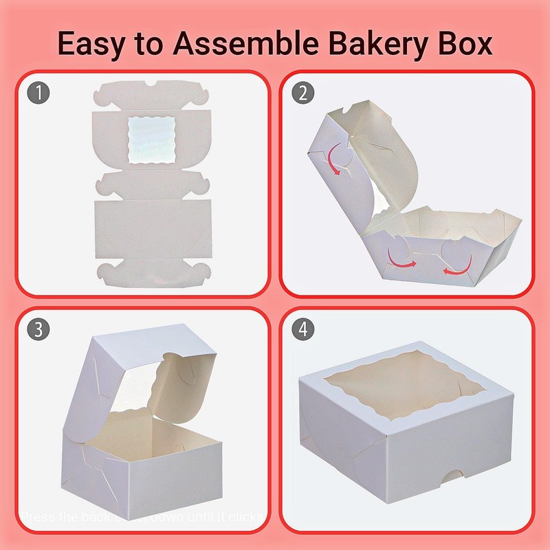 50Pack 4x4x2 Inch Cookie Boxes with Window Bakery Boxes Treat Boxes Truffle B... gallery
