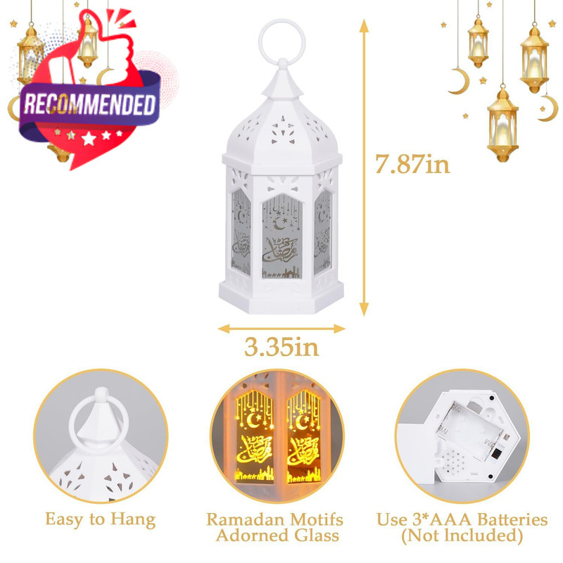 Ramadan Lantern Lights Battery Powered White Eid Decorations 2 Pack Set for Home gallery