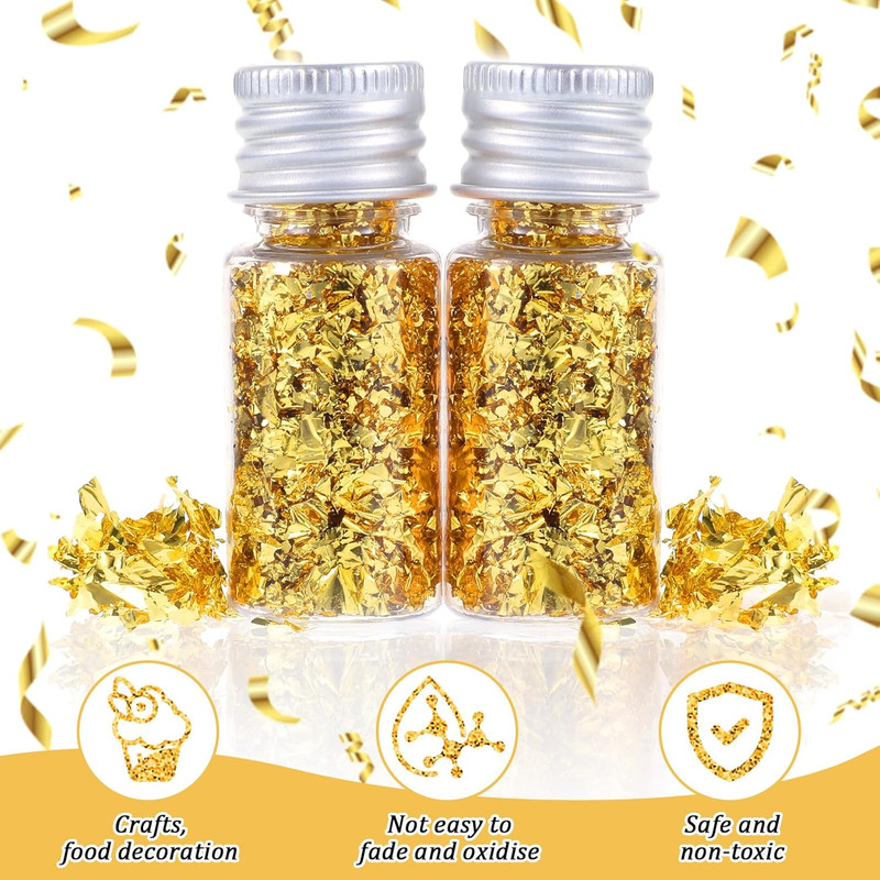 6Pcs Decorative Gold Leaf, Multifunction Gold Leaf Cake Decoration Baking Foi... gallery