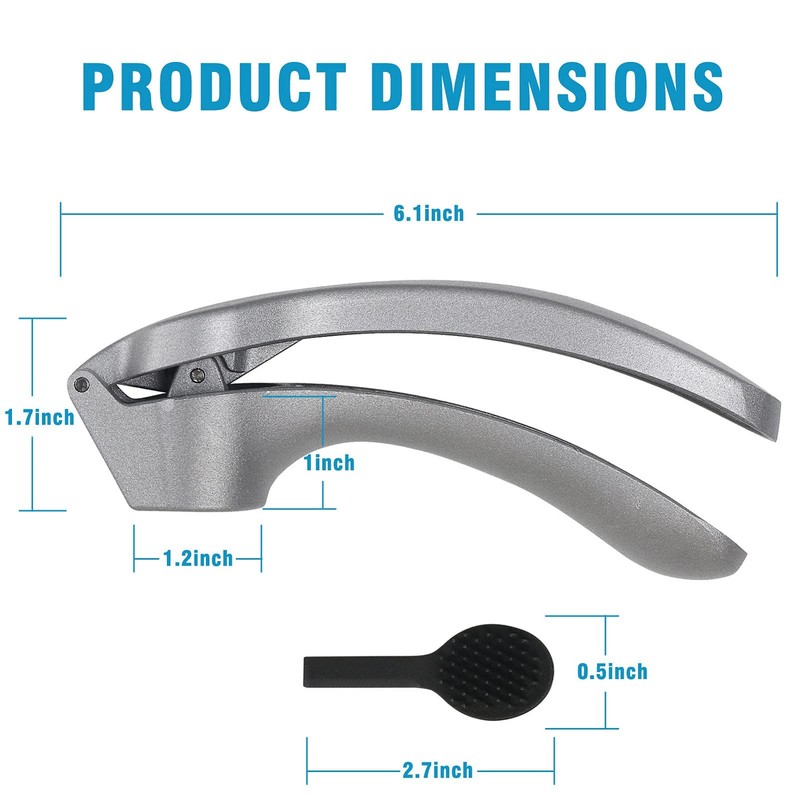Garlic Press, Mincer Easy-squeeze Ergonomic Handle, Rust Proof, Silver gallery