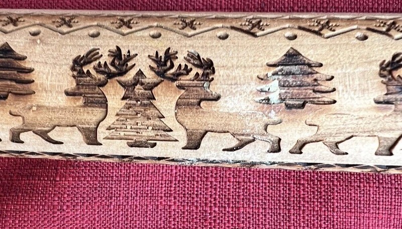 Wooden Christmas Rolling Pin Reindeer Christmas Trees Snowflakes Cutouts gallery