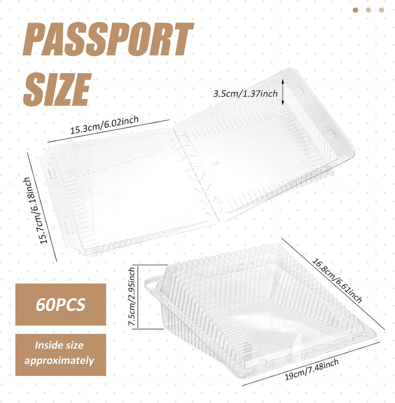 60 Pack Sideways Cake Slice Containers 6.6 X 7.5 X 3 Inch Clear Disposable Plast gallery