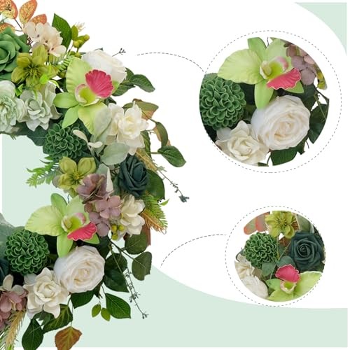 22 Inch Green Orchid Spring Everyday for Front Door, Indoor Outdoor, Wreath gallery