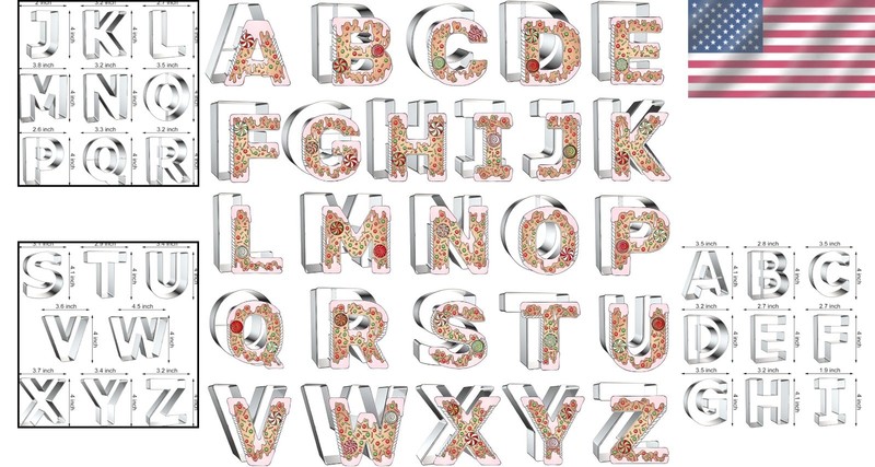 Versatile 4-Inch Alphabet Cookie Cutter Set - 26 Durable Stainless Steel Shapes gallery
