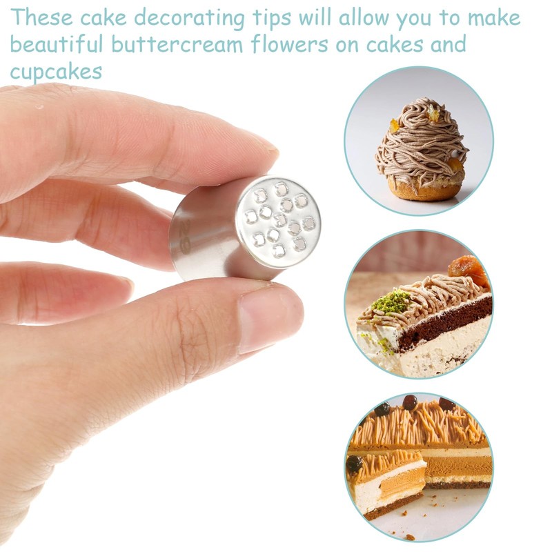 3 PCS Grass Icing Piping Tips and 10 Bags Set, Frosting normal, Silver gallery