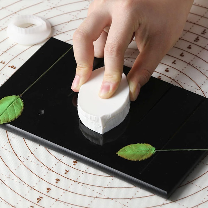 6Pcs Rose Leaves Cutter & Veiner Set Fondant Silicone Mold Rose Leaf Gumpaste Cl gallery