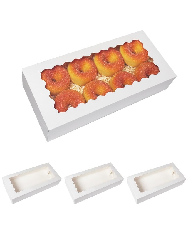 Auto-pop up Cookie Box with Window 12x5.5x2.5 Inch White 50Pcs Pastry Macaron... gallery