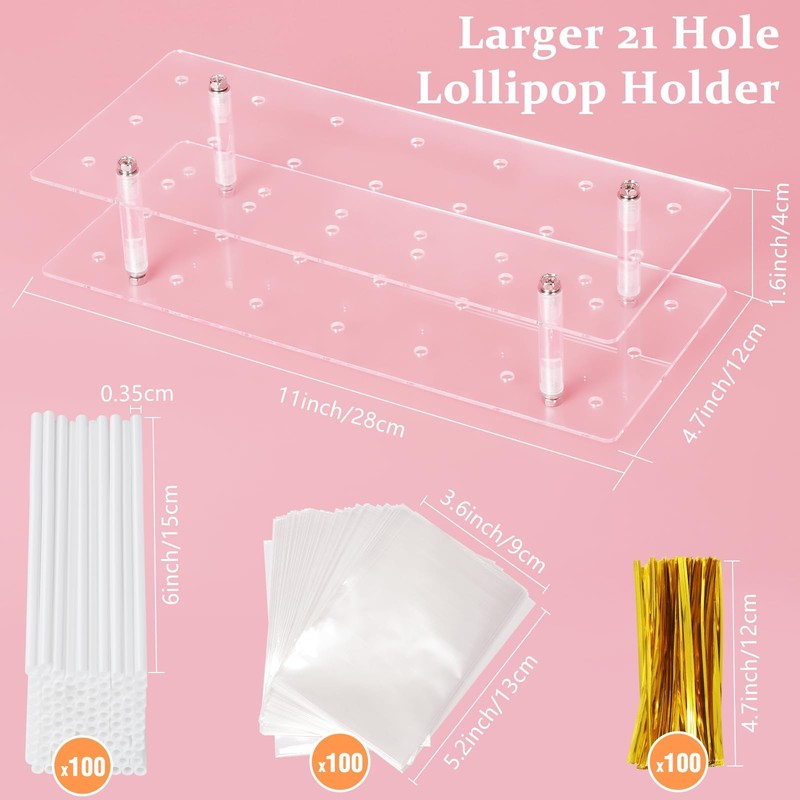 Cake Pop Stand with Sticks Kit, 21 Holes Lollipop Display Stand, Acrylic Cake... gallery